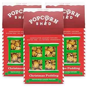 Popcorn Shed 3 x Santa's Gourmet s, Christmas Pudding Flavoured Popcorn 3 x 80g, Popcorn Gift, Pack of 3, Red, Christmas Snack Popcorn Shed 3 x Santa's Gourmet s, Christmas Pudding Flavoured Popcorn 3 x 80g, Popcorn Gift, Pack of 3, Red, Christmas Snack