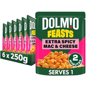 Dolmio Feasts Spicy Mac & Cheese ready in 2 minutes Pasta Ready Meal serves 1 multipack 6x 250g Dolmio Feasts Spicy Mac & Cheese ready in 2 minutes Pasta Ready Meal serves 1 multipack 6x 250g