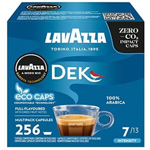 Lavazza , A Modo Mio Dek Cremoso Coffee Capsules, Decaffeinated Coffee Pods Espresso, 100% Arabica, Full and Balanced Taste, Intensity 7/10, Medium Roasting, Compostable, 16 Packs of 16 Coffee Pods Lavazza , A Modo Mio Dek Cremoso Coffee Capsules, Decaffeinated Coffee Pods Espresso, 100% Arabica, Full and Balanced Taste, Intensity 7/10, Medium Roasting, Compostable, 16 Packs of 16 Coffee Pods