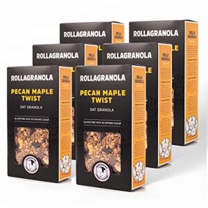 Rollagranola Pecan Maple Twist Oat Granola 6 x 400g Pack. 100% Natural, Made With Gluten Free Oats. Suitable For A Vegan Diet With No Added Sugar. Handcrafted In The UK 400g Pack of 6 Rollagranola Pecan Maple Twist Oat Granola 6 x 400g Pack. 100% Natural, Made With Gluten Free Oats. Suitable For A Vegan Diet With No Added Sugar. Handcrafted In The UK 400g Pack of 6