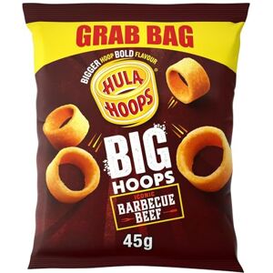 Hula Hoops BIG HOOPS BBQ BEEF Grab Bag Crisps 45g Bags, Case of 36 Bigger Hoop, bold flavour. Bigger than standard sized , No Artificial Colours or Flavours, Suitable for Vegetarians Hula Hoops BIG HOOPS BBQ BEEF Grab Bag Crisps 45g Bags, Case of 36 Bigger Hoop, bold flavour. Bigger than standard sized , No Artificial Colours or Flavours, Suitable for Vegetarians