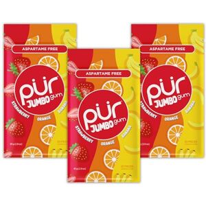 PUR Gum PUR Jumbo Gum Aspartame Free Chewing Gum Made with Xylitol Natural Strawberry, Banana, Orange Flavour, 20 Pieces (Pack of 3) PUR Gum PUR Jumbo Gum Aspartame Free Chewing Gum Made with Xylitol Natural Strawberry, Banana, Orange Flavour, 20 Pieces (Pack of 3)