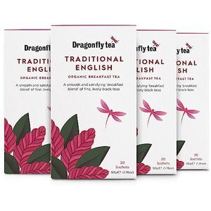 DRAGONFLY Traditional English Tea Pack of 4 x 20 Organic Tea Bags (80 Teabags) English Breakfast Tea Bags English Tea Breakfast Tea Bags Black Tea Bags Compostable Tea Bags DRAGONFLY Traditional English Tea Pack of 4 x 20 Organic Tea Bags (80 Teabags) English Breakfast Tea Bags English Tea Breakfast Tea Bags Black Tea Bags Compostable Tea Bags