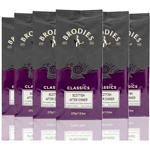 Brodies Classics Artisan Ground Coffee Scottish After Dinner 100% Arabica full bodied, rich dark chocolate, strong strength, standard grind, hand roasted (6 Pack of 227 g) Brodies Classics Artisan Ground Coffee Scottish After Dinner 100% Arabica full bodied, rich dark chocolate, strong strength, standard grind, hand roasted (6 Pack of 227 g)