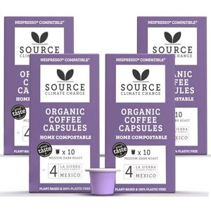 Source Climate Change Organic Coffee Pods – Home Compostable Biodegradable Capsules by Single Origin 100% Arabica – Medium Roast Mexico, Aromatic & Balanced Body with Praline Nuttiness, 4-Pack Source Climate Change Organic Coffee Pods – Home Compostable Biodegradable Capsules by Single Origin 100% Arabica – Medium Roast Mexico, Aromatic & Balanced Body with Praline Nuttiness, 4-Pack
