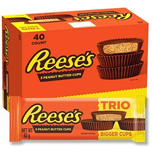 Reese's Peanut Butter Cups, Trio 3 Milk Chocolate Flavour Cups, Pack of 40 x 63 g Reese's Peanut Butter Cups, Trio 3 Milk Chocolate Flavour Cups, Pack of 40 x 63 g