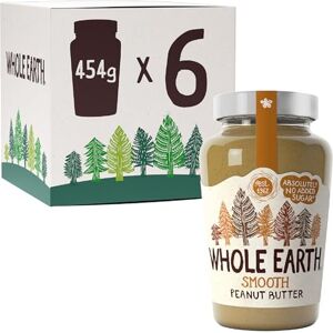 Whole Earth Smooth Peanut Butter, Original Nut Spread Made with All Natural Ingredients, No Added Sugar, Gluten Free, Vegetarian & Vegan Friendly (6x 454g Jars) Whole Earth Smooth Peanut Butter, Original Nut Spread Made with All Natural Ingredients, No Added Sugar, Gluten Free, Vegetarian & Vegan Friendly (6x 454g Jars)