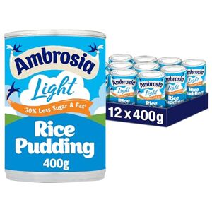 Ambrosia Devon Light Rice Pudding Cans, Classic Creamy Dessert, Ready-to-Eat, 400 g, (Pack of 12) Ambrosia Devon Light Rice Pudding Cans, Classic Creamy Dessert, Ready-to-Eat, 400 g, (Pack of 12)
