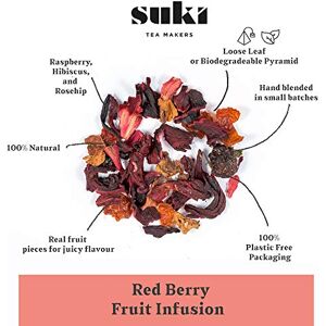 Suki Tea Red Berry Tea Pack of 50 Pyramid Tea Bags Mixed Berries, Apple, Hibiscus, Blackberry Natural Ingredients Great Taste Brews in 4-5 Minutes, Packaging May Vary Suki Tea Red Berry Tea Pack of 50 Pyramid Tea Bags Mixed Berries, Apple, Hibiscus, Blackberry Natural Ingredients Great Taste Brews in 4-5 Minutes, Packaging May Vary