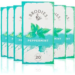 Brodies Peppermint Tag and Envelope 6 Tea Boxes of 20 Tea Bags each (Total 120 Tea Bags) Infusion of refreshing and stimulating bright green cut Leaves. Caffeine Free Brodies Peppermint Tag and Envelope 6 Tea Boxes of 20 Tea Bags each (Total 120 Tea Bags) Infusion of refreshing and stimulating bright green cut Leaves. Caffeine Free