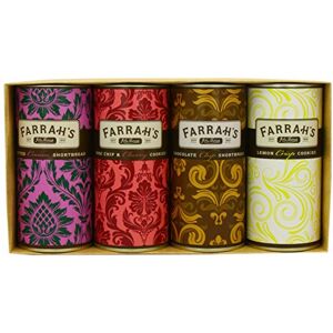 FARRAH'S of Harrogate Four Drum Biscuit Selection 1 x Clotted Cream Shortbread, 1 x Chocolate Chip & Cherry Cookies, 1 x Chocolate Chip Shortbread & 1 x Lemon Crisp Cookies 4 x 160g FARRAH'S of Harrogate Four Drum Biscuit Selection 1 x Clotted Cream Shortbread, 1 x Chocolate Chip & Cherry Cookies, 1 x Chocolate Chip Shortbread & 1 x Lemon Crisp Cookies 4 x 160g