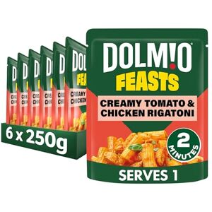 Dolmio Feasts Creamy Tomato & Chicken Rigatoni Pasta Ready Meal, Indulgent & Creamy Sauce, No Artificial Colours or Flavours, Microwave Meal Ready in 2 Minutes, 250g Dolmio Feasts Creamy Tomato & Chicken Rigatoni Pasta Ready Meal, Indulgent & Creamy Sauce, No Artificial Colours or Flavours, Microwave Meal Ready in 2 Minutes, 250g