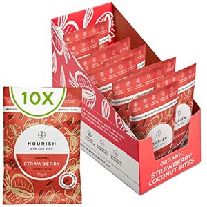 Nourish Organic Strawberry Coconut Bites, Gluten Free, Dairy Free, Keto Snacks, Pack of 10 x 40g Nourish Organic Strawberry Coconut Bites, Gluten Free, Dairy Free, Keto Snacks, Pack of 10 x 40g