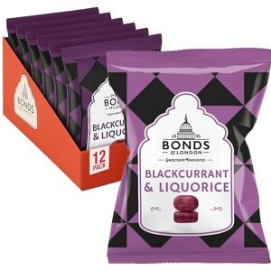 Bonds of London Blackcurrant & Liquorice Bags, Retro Vegetarian Boiled Sweets With Liquorice Centre, 120 g (Pack of 12) Bonds of London Blackcurrant & Liquorice Bags, Retro Vegetarian Boiled Sweets With Liquorice Centre, 120 g (Pack of 12)