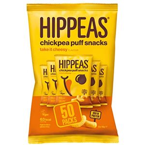 Hippeas Cheese Flavoured Chickpea Puff Vegan Crisps Multipack 25 x 15g Packets Plant-Based, Source of Protein Free from Gluten & Artificial Flavours Light & Crunchy, 62 calories p/serving Hippeas Cheese Flavoured Chickpea Puff Vegan Crisps Multipack 25 x 15g Packets Plant-Based, Source of Protein Free from Gluten & Artificial Flavours Light & Crunchy, 62 calories p/serving