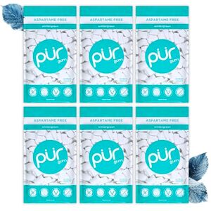PUR Gum Sugar Free Chewing Gum Made with Xylitol Vegan, Aspartame Free, Gluten Free and Keto Friendly Natural Wintergreen Flavoured Gum, 55 Pieces (Pack of 6) PUR Gum Sugar Free Chewing Gum Made with Xylitol Vegan, Aspartame Free, Gluten Free and Keto Friendly Natural Wintergreen Flavoured Gum, 55 Pieces (Pack of 6)