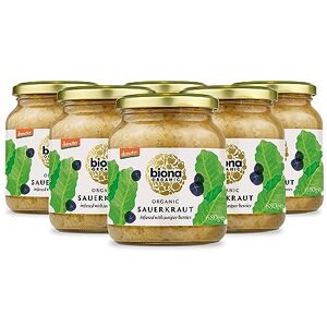 Biona Organic Sauerkraut Multipack 6x680g Infused with Juniper Berries Fresh, Naturally Fermented Organic White Cabbage Pasteurised High in Protein, Naturally Vegan No Additives Biona Organic Sauerkraut Multipack 6x680g Infused with Juniper Berries Fresh, Naturally Fermented Organic White Cabbage Pasteurised High in Protein, Naturally Vegan No Additives