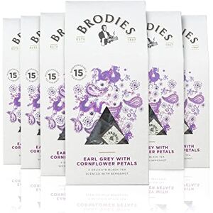 Brodies Earl Grey With Cornflower Petal Tea in Biodegradable Pyramid Bags 100% Natural Eco-Friendly and Sustainably Sourced 6 Boxes Of 15 Tea Bags Total Of 90 Plastic Free Pyramid Teabags Brodies Earl Grey With Cornflower Petal Tea in Biodegradable Pyramid Bags 100% Natural Eco-Friendly and Sustainably Sourced 6 Boxes Of 15 Tea Bags Total Of 90 Plastic Free Pyramid Teabags
