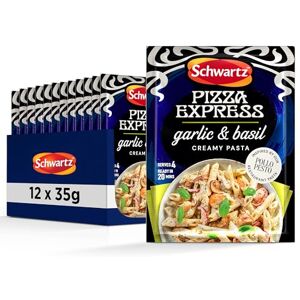 Schwartz x PizzaExpress Garlic and Basil Creamy Pasta Recipe Mix, 35g Serves 4 Pack of 12 Creamy and Flavorful Quick, Easy, and Delicious Pasta Dish With Garlic and Basil Schwartz x PizzaExpress Garlic and Basil Creamy Pasta Recipe Mix, 35g Serves 4 Pack of 12 Creamy and Flavorful Quick, Easy, and Delicious Pasta Dish With Garlic and Basil