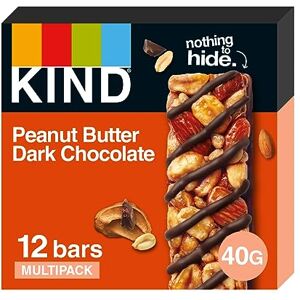 KIND Bars, Gluten Free Snack Bars, Peanut Butter Dark Chocolate, Healthy Snack, No Artificial Colours, Flavours or Preservatives, Multipack 12 x 40g KIND Bars, Gluten Free Snack Bars, Peanut Butter Dark Chocolate, Healthy Snack, No Artificial Colours, Flavours or Preservatives, Multipack 12 x 40g