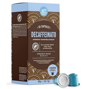 Happy Belly Amazon Brand - Happy Belly Espresso Decaffeinato-Decaffeinated Roast & Ground Coffee in Nespresso compatible aluminium capsules, 20 aluminium capsules (1x20) - Rainforest Alliance Certified