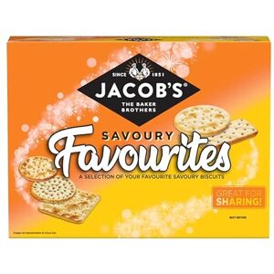 JACOB'S Savoury Favourites, Selection Boxes of Crackers for Cheese, 200 g (Pack of 10) JACOB'S Savoury Favourites, Selection Boxes of Crackers for Cheese, 200 g (Pack of 10)