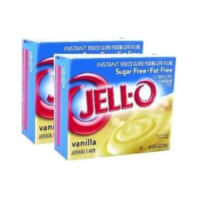 Jell-O Instant Vanilla Pudding Sugar Free Fat Free 2 Pack of 28g Each Serves 4 1/2 Cups Each Total of 56g Serves 9 Cups Jell-O Instant Vanilla Pudding Sugar Free Fat Free 2 Pack of 28g Each Serves 4 1/2 Cups Each Total of 56g Serves 9 Cups