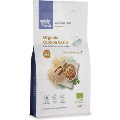 Wholefood Earth Quinoa Grain - Organic - GMO Free - 3 kg Quinoa Grain Wholefood Earth Quinoa Grain - Organic - GMO Free - 3 kg Quinoa Grain