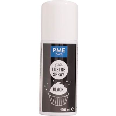 PME Edible Lustre Spray Black 100 ml Adds a professional shimmering finish to celebration cakes and baked goods, suitable for commercial catering environments. PME Edible Lustre Spray Black 100 ml Adds a professional shimmering finish to celebration cakes and baked goods, suitable for commercial catering environments.