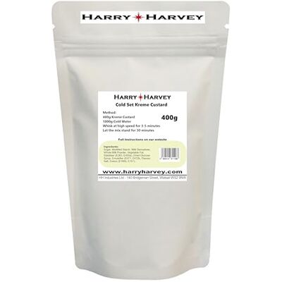 HARRY HARVEY Cold Set Kreme Custard Powder 400g Vanilla Custard for Tarts, Slices, Cakes, Doughnuts & Bakery Fillings Ready-to-Use Dessert Custard Mix HARRY HARVEY Cold Set Kreme Custard Powder 400g Vanilla Custard for Tarts, Slices, Cakes, Doughnuts & Bakery Fillings Ready-to-Use Dessert Custard Mix