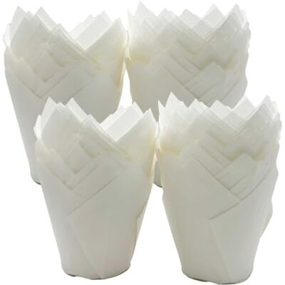 Scrumptious! 200PC Greaseproof Paper Muffin Tulip Cases for Baking White Great for Wedding Birthday and Anniversary Party Cakes and Bakes Scrumptious! 200PC Greaseproof Paper Muffin Tulip Cases for Baking White Great for Wedding Birthday and Anniversary Party Cakes and Bakes