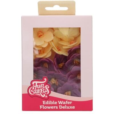 FunCakes Edible Wafer Flowers Deluxe Hydrangea Purple/Yellow Small Edible Paper Flowers for Decorating Cakes, Cupcakes and Desserts Pack of 18 FunCakes Edible Wafer Flowers Deluxe Hydrangea Purple/Yellow Small Edible Paper Flowers for Decorating Cakes, Cupcakes and Desserts Pack of 18