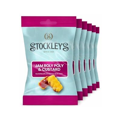 STOCKLEY'S SINCE 1918 Stockley's Jam Roly Poly & Custards Sharing Bags 170g x 6, Raspberry and Vanilla Sweets with Chewy Centres, Vegan Retro British Confectionery STOCKLEY'S SINCE 1918 Stockley's Jam Roly Poly & Custards Sharing Bags 170g x 6, Raspberry and Vanilla Sweets with Chewy Centres, Vegan Retro British Confectionery