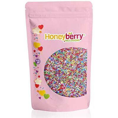 Honeyberry INCLUSIONS Rainbow Sugar Strands 500g Premium Edible Multicolured Decorating Vermicelli Sprinkles for Baking, Cupcake and Cake Decorations, Ice Cream, Dessert and Icing Decoration Toppers Honeyberry INCLUSIONS Rainbow Sugar Strands 500g Premium Edible Multicolured Decorating Vermicelli Sprinkles for Baking, Cupcake and Cake Decorations, Ice Cream, Dessert and Icing Decoration Toppers