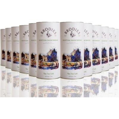 Brodies Scottish Shortbread Drum 12 Drums of 200g Scottish All Butter Shortbread. Perfect for gifting and best served with a cup of coffee or tea. Brodies Scottish Shortbread Drum 12 Drums of 200g Scottish All Butter Shortbread. Perfect for gifting and best served with a cup of coffee or tea.