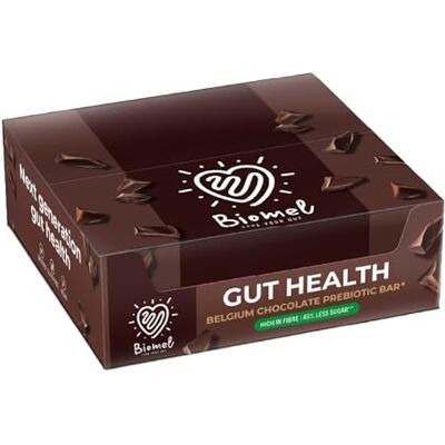 Biomel Prebiotic Gut Health Bars Natural Ingredients High Fibre 45% Less Sugar 12 Bars (Belgian Chocolate) Biomel Prebiotic Gut Health Bars Natural Ingredients High Fibre 45% Less Sugar 12 Bars (Belgian Chocolate)