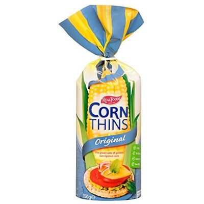 Real Foods (2 Pack) Realfoods Corn Thins Original 150g 2 PACK BUNDLE Real Foods (2 Pack) Realfoods Corn Thins Original 150g 2 PACK BUNDLE