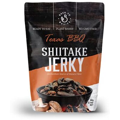DJ&A DJ & A Shiitake Jerky, Texas BBQ Flavour Vegan Jerky, Healthy Ready to Eat Snacks, No MSG, Non-GMO, 4 x 60g Pack DJ&A DJ & A Shiitake Jerky, Texas BBQ Flavour Vegan Jerky, Healthy Ready to Eat Snacks, No MSG, Non-GMO, 4 x 60g Pack