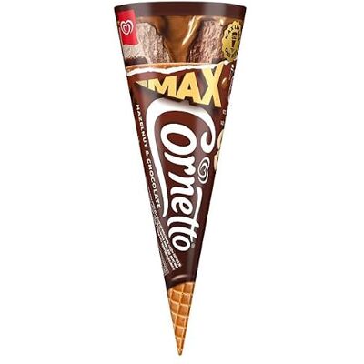 London Grocery Cornetto Ice cream cone MAX Hazelnut & Chocolate 115 ml Case of 24 London Grocery Cornetto Ice cream cone MAX Hazelnut & Chocolate 115 ml Case of 24
