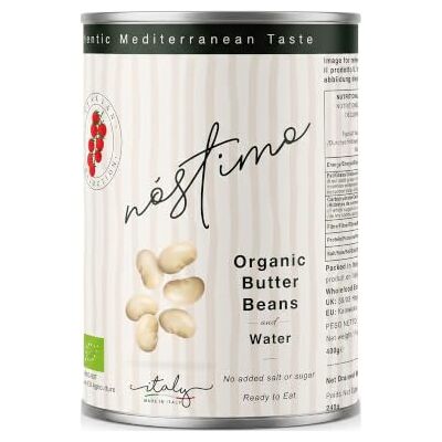 Nóstimo Organic Butter Beans 400g, Pack of 12 Ready to Eat Italian Collection Nóstimo Organic Butter Beans 400g, Pack of 12 Ready to Eat Italian Collection