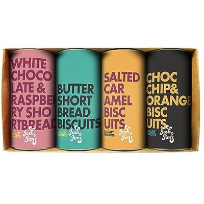 Josh & Jim's Biscuit & Shortbread Gift Pack, 1 White Chocolate & Raspberry Shortbread, 1 Clotted Cream Shortbread, 1 Salted Caramel Biscuits, 1 Chocolate Chip, Tea Hamper & Treat for Any Occasion Josh & Jim's Biscuit & Shortbread Gift Pack, 1 White Chocolate & Raspberry Shortbread, 1 Clotted Cream Shortbread, 1 Salted Caramel Biscuits, 1 Chocolate Chip, Tea Hamper & Treat for Any Occasion