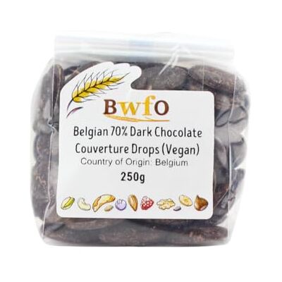 Buy Whole Foods Online Belgian 70% Dark Chocolate Couverture Drops (Vegan) 250g (BWFO) Buy Whole Foods Online Belgian 70% Dark Chocolate Couverture Drops (Vegan) 250g (BWFO)