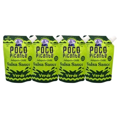 Poco Picante Mexican Jalapeno Verde Salsa Sauce, 4-Pack 100% Natural, No Artificial Additives No Added Sugar, Gluten Free, Keto, Low Carb Made with Real Vegetables Clean Label, Low Calorie Poco Picante Mexican Jalapeno Verde Salsa Sauce, 4-Pack 100% Natural, No Artificial Additives No Added Sugar, Gluten Free, Keto, Low Carb Made with Real Vegetables Clean Label, Low Calorie