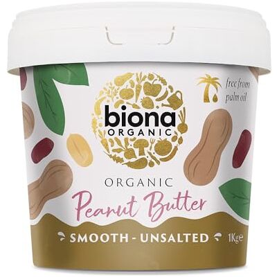 Biona Organic Smooth Peanut Butter 1KG Unsalted & Palm Oil Free Made with Freshly Roasted Organic Nuts Source of Vegan Protein Gluten & GMO Free Biona Organic Smooth Peanut Butter 1KG Unsalted & Palm Oil Free Made with Freshly Roasted Organic Nuts Source of Vegan Protein Gluten & GMO Free