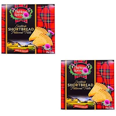 Asokobox Scottish Shortbread Petticoat Tails – 2 x 125g Butter Biscuit Gift Set Two boxes of rich, buttery petticoat tail shortbread biscuits – a delicious cookies and biscuits gift set for sharing or tea. Asokobox Scottish Shortbread Petticoat Tails – 2 x 125g Butter Biscuit Gift Set Two boxes of rich, buttery petticoat tail shortbread biscuits – a delicious cookies and biscuits gift set for sharing or tea.