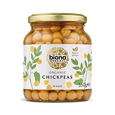 Biona Organic Chick Peas in Water 350g, Pack of 6 No Added Sugar, with Organic Sea Salt Ideal for Homemade Houmous, Dahls & Stews Vegan Protein Non GMO Biona Organic Chick Peas in Water 350g, Pack of 6 No Added Sugar, with Organic Sea Salt Ideal for Homemade Houmous, Dahls & Stews Vegan Protein Non GMO