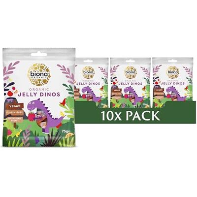 Biona Organic Jelly Dinos Sweets 75g, Pack of 10 Organic Vegan Sweets, Gelatine-Free, No Artificial Colours or Flavours, Gluten-Free Biona Organic Jelly Dinos Sweets 75g, Pack of 10 Organic Vegan Sweets, Gelatine-Free, No Artificial Colours or Flavours, Gluten-Free