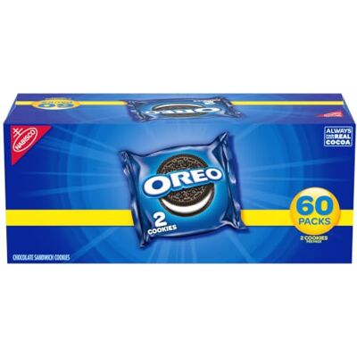 Oreo Sandwich Cookies (2-Count), 0.78-Ounce Packages (Pack of 120) Always made with Real Cocoa, Certified Kosher, Individually Wrapped Oreo Sandwich Cookies (2-Count), 0.78-Ounce Packages (Pack of 120) Always made with Real Cocoa, Certified Kosher, Individually Wrapped