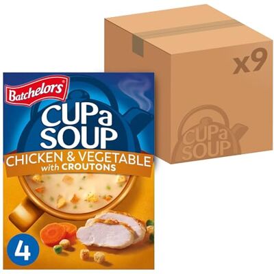 Batchelors Cup a Soup Chicken & Vegetable With Croutons Instant Soup, 4 Sachets Per 110 g Box (Total 9 Boxes = 36 Sachets) Batchelors Cup a Soup Chicken & Vegetable With Croutons Instant Soup, 4 Sachets Per 110 g Box (Total 9 Boxes = 36 Sachets)