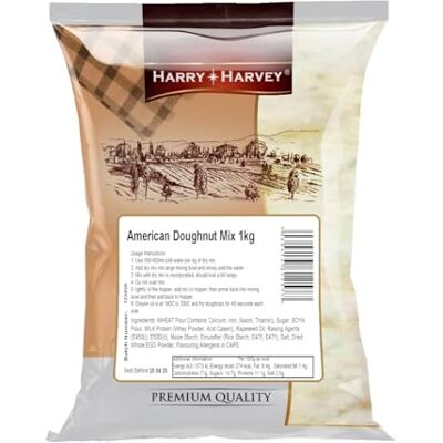 HARRY HARVEY American Donut Mix 1 kg US-Style Cake Doughnut Mix Make Fluffy, Café-Quality Donuts at Home or Catering Just Add Water/Milk Big Value Pack HARRY HARVEY American Donut Mix 1 kg US-Style Cake Doughnut Mix Make Fluffy, Café-Quality Donuts at Home or Catering Just Add Water/Milk Big Value Pack